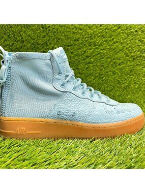 Nike SF Air Force 1 Mid Boys Size 6.5Y Blue Gum Athletic Leather Shoes Sneakers